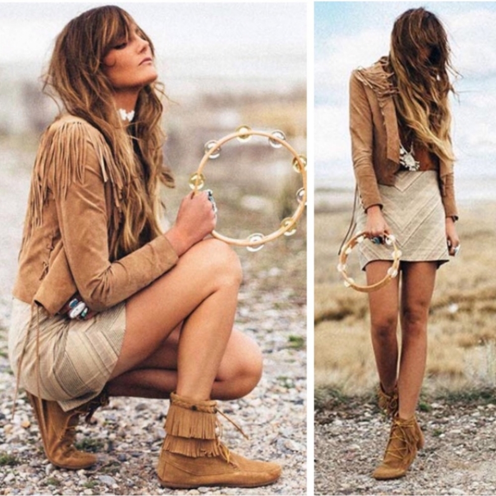 Minnetonka Double Fringe Moccasin Booties